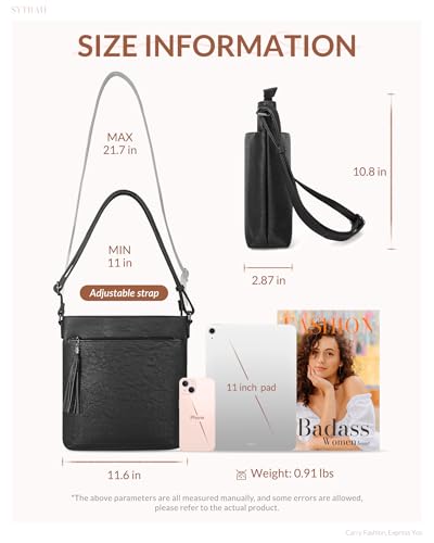 Crossbody Purses for Women, Premium Vagan Leather Crossbody Bag, Adjustable Strap Lightweight Shoulder Bag with Tassel Pure Black4