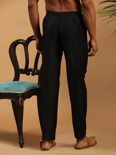 Image of VASTRAMAY VM Mens Silk Blend Kurta Pyjama Set - Classic Ethnic Attire for Timeless Style and Cultural Celebrations | Soft Comfortable Solid Full Sleeves Kurta and Churidar Pyjama Set