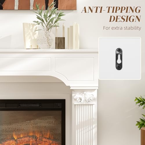 Image of HOMCOM Baroque Fireplace Mantel, Freestanding Fireplace Surround with Ionic Leg for Electric Fireplaces, 43.25 inch W x 42.75 inch H, White