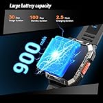 Military Smart Watch for Men (Answer/Make Calls), 2.01'' Smart Watch for Android and iPhone, Fitness Tracker with Flashlight/Compass/100 Days Battery/Heart Rate/Sleep/100+ Sport Modes(2 Straps) - Image 3