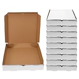 Homoyoyo 10 Stück Wellpapp Pizzakartons 24X24X45cm Dicke Pizza Verpackungsboxen zum Mitnehmen Lebensmittelechte Kraftpapier Boxen für Gastronomie und Catering