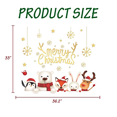 Atcarmor Merry Christmas Wall Decals Stickers Removable, Reindeer Polar Bear Xmas Christmas Vinyl Diy Wall Art Decal, Christmas Window Clings Decals For Wall Office Kid Living Room Decorations #TOP3