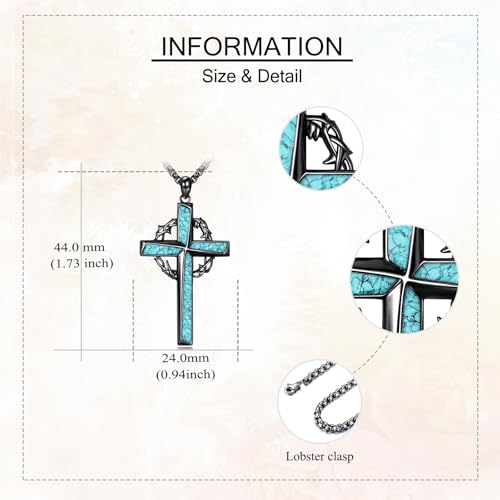 Croix catholique avec épines en argent 925, bijou durable homme