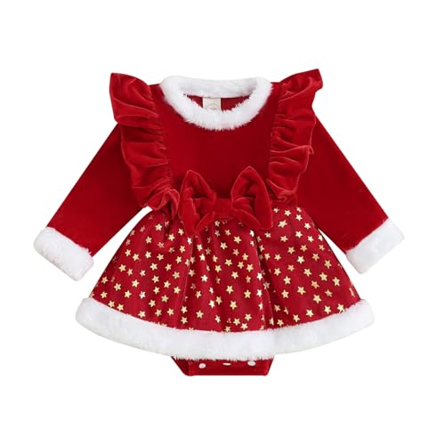 Vioyavo Natale Completo Neonata Elegante Abito Principessa Rosso Invernale Bimba