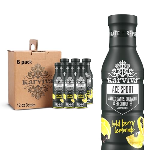 ACE Recovery Antioxidants Juice, Energy Booster Drinks for Sports, Real Fruit, Natural Collagen, Electrolytes, BPA Free Antioxidant Drink, 6 bottles, 12 fl oz (Bold Berry Lemonade)