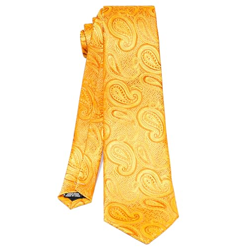 Image of 5PCS Mens Silk Designer Tie, Pocket Square, Cufflinks, Drilled Tie Ring and Lapel Pin Set for Wedding Groom Party