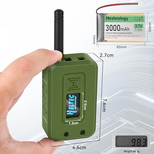 2 Set ESP32 LoRa V3 Modulplatine mit 868-MHz-Antenne + 3000 mAh Akku + Schutzhülle Integriertem WLAN Blue Tooth SX1262 CP2102 0,96\ OLED Display Typ C für AR duino Lora Meshtastic IOT (N35, Grün)