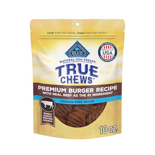 Blue Buffalo True Chews Premium Burger Recipe Chicken-Free Natural Dog Treats Mineral-Enhanced for Flavor 10 oz. Bag