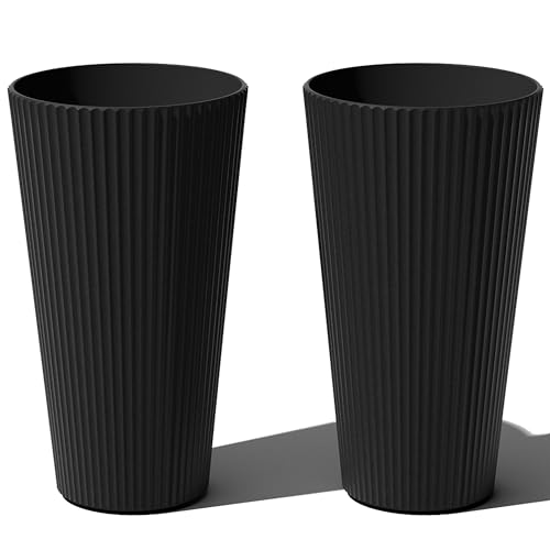 Veradek Demi Series Tall Planter for Porch, Patio, Backyard | Durable Plastic-Concrete Material | Modern Décor for Tall Plants, Grasses