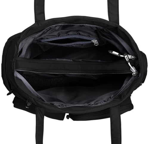 Image of Lusive's Double Pocket Handbag for Women: Stylish, Ideal Companion for Work, Travel, Polyester Material, Spacious 10-liter Capacity, 6 Pockets. (Black & Grey)