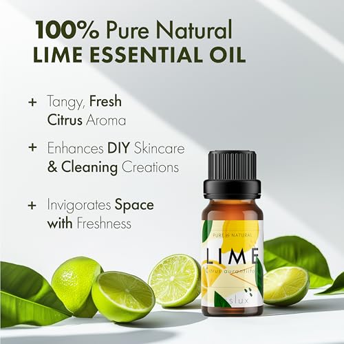 Image of Esslux Lime Essential Oil | 100% Natural Oil for Skin & Hair | Therapeutic Grade Lime Oil for Diffuser, Candles & Soap Making | Promotes Clearer Skin, Uplifted Moods & Sharper Focus (60ml)