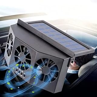 Solar Power Car Exhaust Fan with Three Air Outlet ABS Car Radiator Cooling Fan for Car Cooling Solar Auto Ventilation Fan,1 Pack, Black