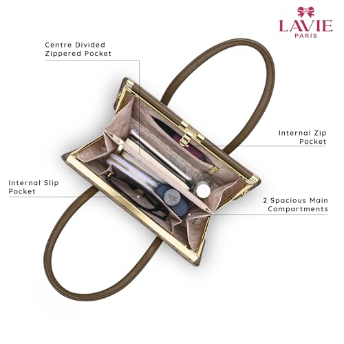 Image of LAVIE PARIS Women's Chic Dual Frame Satchel Bag | Satchel Handbag for Work | Ladies Purse | Stylish Shoulder Bag | Gift for Women