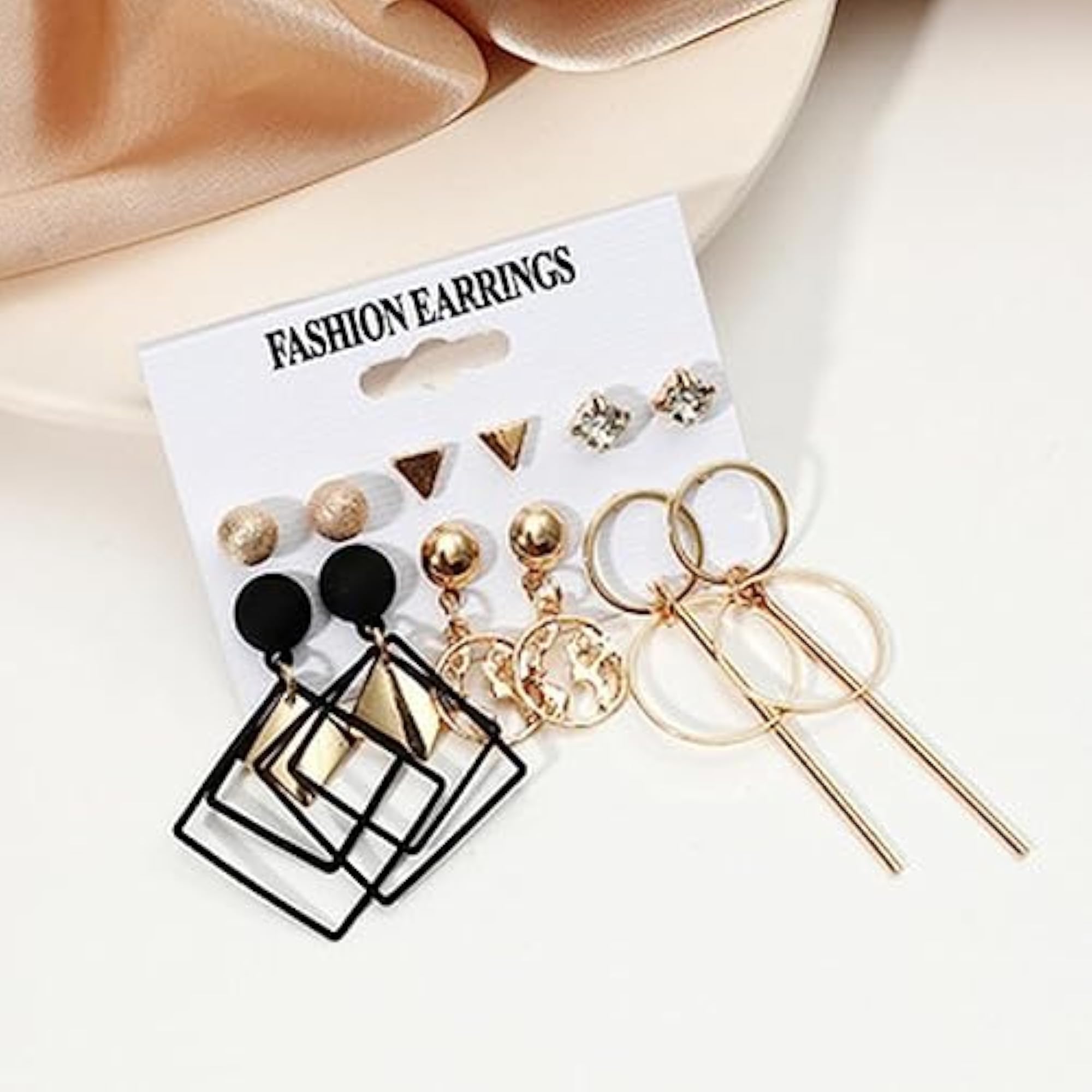 12 Pair Pearl Crystal Studs & Hoop Earrings Combo for Women
