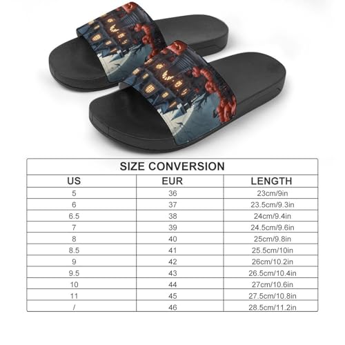 Pumpkin And Moon Halloween Funny House Sandals Non Slip Shower Slippers Quick Drying Bathroom Shoes for Women Men2