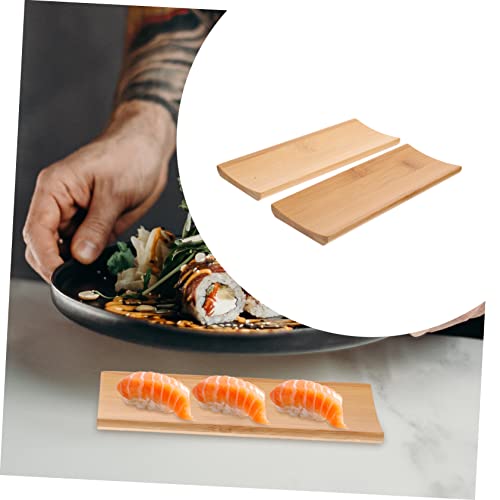Set 3 platos sushi bambú natural rectangular miniatura 5