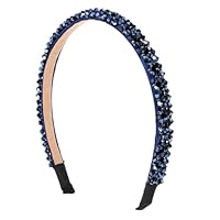 DOPENSPI Haarreif für Damen mit Kristallperlen für Mädchen, Marineblau Mode funkelnde Stirnband Haarschmuck Elegant Haarreifen Stirnbänder Haarschmuck Gepolsterte Haarbänder