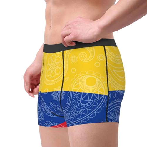 Colombian Paisley Flag Men'S Boxer Underwear, Dry High-Performance Underwear, Breathable Elastic Sports Boxer Shorts3