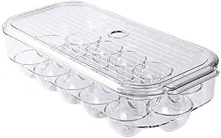 SANNO Fridge Egg Holder Stackable Egg Storage Box Coverd Egg Tray Egg Organizer Container Bins With Lid For Refrigerator Kitchen Cabinet Portable Egg Case 1 PC (Transparent)