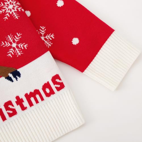 Image of Girl Ugly Christmas Sweater - Boy Double Layer Knitted Reindeer Holiday Xmas Pullover Sweater Kids 2-9 Years Old