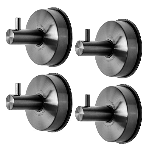 YOHOM Crochet Mural Ventouse Salle de Bain Accroche Torchon Ventouse Porte Cuisine Serviette Ventouse Puissant Patere Ventouse Douche Crochet Manteau Ventouse INOX Brossée 4 Pièces