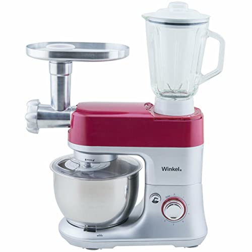 Winkel RX80 - Robot de cocina multifunción, batidora amasadora, 650 W, color rojo