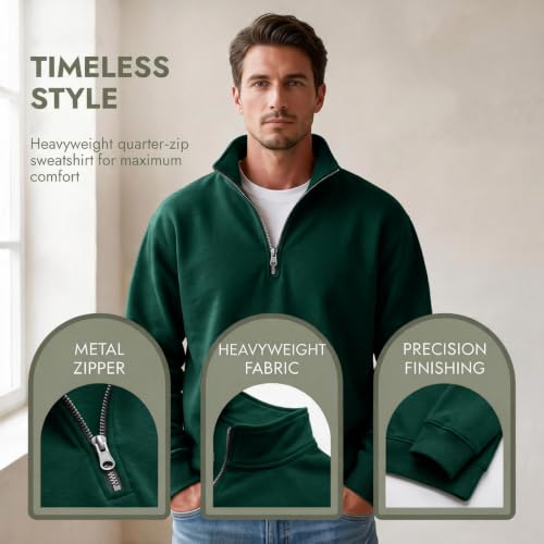Fleece Sweatshirt Men Quarter Zip Fleece Lined 1/4 Zip Pullover Sweat Shirt - image 8