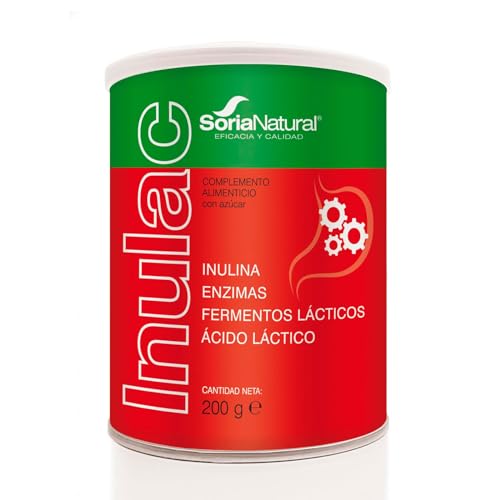 Soria Natural Inulac Bote - Probióticos y Prebióticos intestinales, Enzimas digestivas - Alivia la pesadez, Favorece la digestión - Ayuda en Estreñimiento, Diarrea, Flatulencias - Bote de 200 g