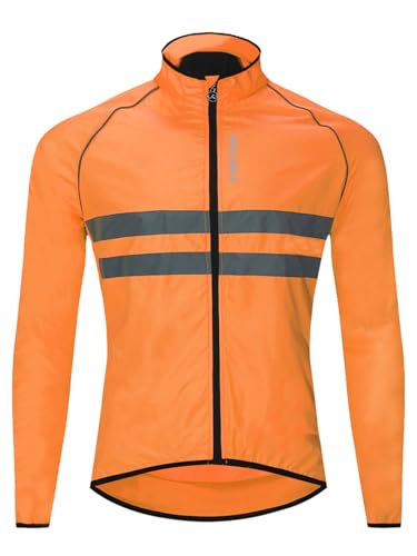 WOSAWE Men's High Visibility Cycling Wind Jacket Water Resis...