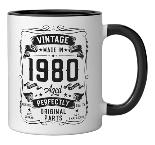 Taza Cerámica Vintage 1980 46 Aniversario Negro/Blanco miniatura 2