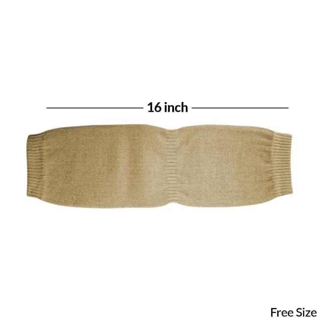 BAAL Winter Warm Woolen Leg Socks Knee Cover Leg Warmers for Men and Women| Wool Warm Thigh High Socks| Winter Wear Knee Length High Leg Warmers (Beige, M) - Image 2 thumbnail