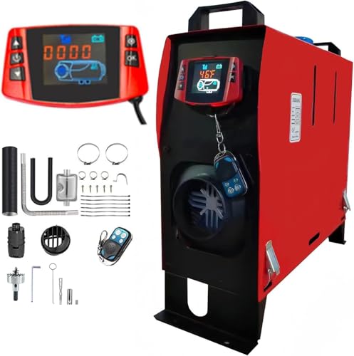 ZHIBANG Diesel Air Heater All in one,12V/8KW Parking Heater,Diesel Heater with Smart LCD Display,5L Fuel Tank and Muffler,Suitable for RV,Trailer,Truck,Boat (红液晶一体机)