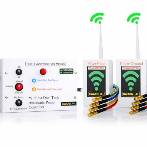 Image of Wireless Water Level Controller for Municipal Supply, 25-Floor / 3 km Range | Auto ON-Off Pump /Motor Control | Tank Level Indication | 3 Selectable Modes | Dry Run Protection | 1 Year Warranty