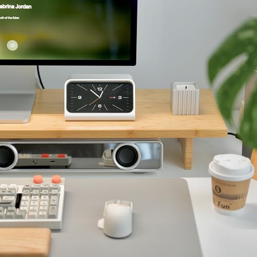 Image of Bamboo Dual Monitor Stand Riser Natural, 2-Tier Desk Monitor Riser for 2 Monitors, Supports for PC Computer Monitor, Printer, Heavy TV Riser up to 300 lbs
