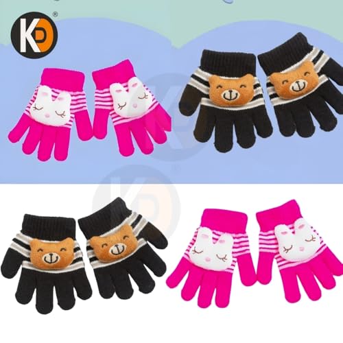 Image of K D Baby Gloves Winter Warm Knitted Mittens for Kids | Lovely Soft Mutthi Gloves (Pack of 6 Pairs,03 Month to 12 Months) (Pack of 03 pcs Pair)