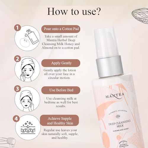 Image of Mantra Herbal Deep Cleansing Milk Almond And Honey - 50 ml | Removes Waterproof Makeup, Removes Dust, Oil and Grime