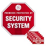 GE Security Yardstake Sign with 5 Window Stickers, Home Security Sign for Yard, Home Protection Warning, Premises Protected by Security System, 36023