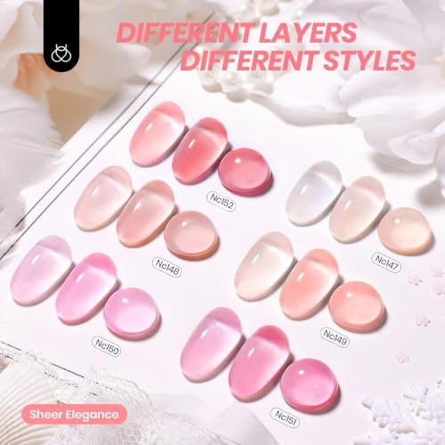 Image of Beetles Jelly Gel Nail Polish Set, 6 Colors Nude Pink Gel Polish Kit