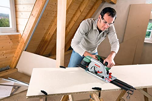 Bosch DIY 2x Führungsschiene aus Kunststoff mit Schraubzwingen (für PKS 55A/66A/66AF, 2x 350 mm, Zubehör Kreissägen), Schwarz, Metallisch