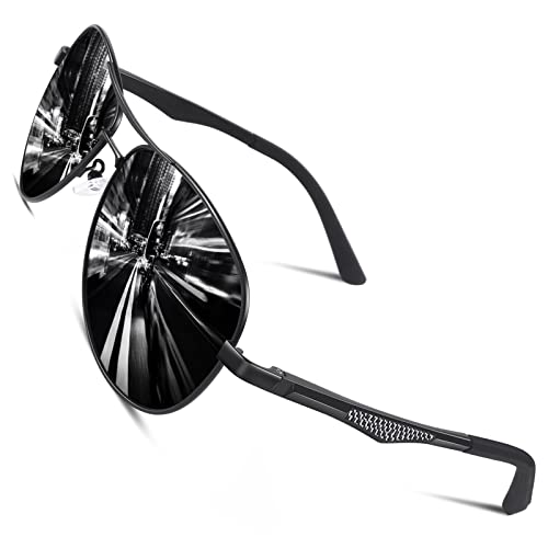 CGID GA61 Premium Al-Mg Alloy Pilot Polarized Sunglasses UV400, Full Mirrored Spring Hinges Sun Glasses for Men Women