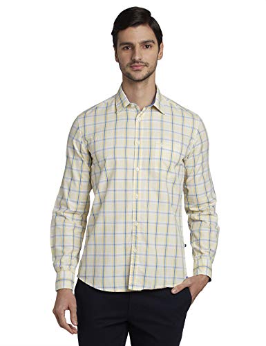Image of Parx Men's Cotton Blend Checks Pattern Slim Fit Semi Cutaway Collar Full Sleeve Casual Shirt