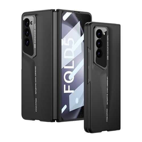 ioiFour for Sumsang Galaxy Z fold 5 Case, Blade Line Design, Camera Protection, Built-in Front Screen Tempered Protector, Slim Fit Exquisite Personality Cool (Black)