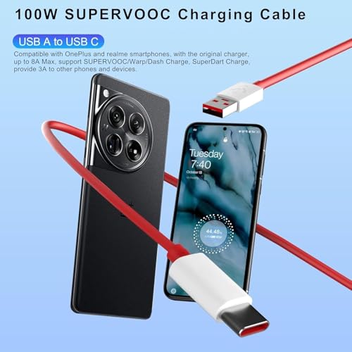 Image of One Plus Fast 80W Original USB Type C Data Sync Fast Charging Charger Cable for One Plus 15,15r, 13,13s,13r,12,12r,11,11r,10,10r,10t,10pro,9,9rt,9r,9pro,8,8t,7t,7pro,Nord 6,5,CE5,CE4,CE3,CE2lite,4,3,2