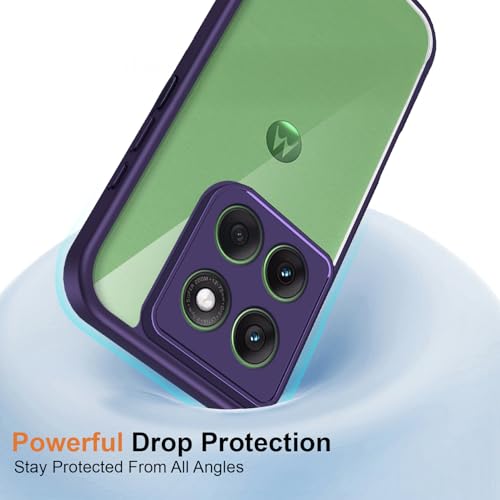 Image of Kapa Hawkeye Clear Slim Tough Back Cover for Motorola G86 Power 5G | Camera Lens Protector Anti Yellow Shockproof Clear Hybrid Case Cover (Purple Sides)