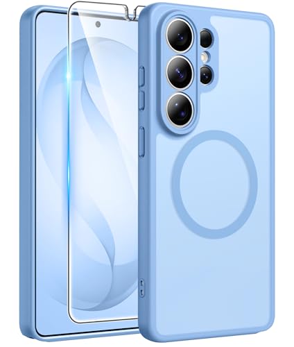 Image of FNTCASE for Samsung Galaxy S26-Ultra Case: [Fit for Magsafe] [Full Camera Protection] Translucent Matte Cases with [Screen Protector] Military Grade Shockproof Protective Phone Cover - Light Blue