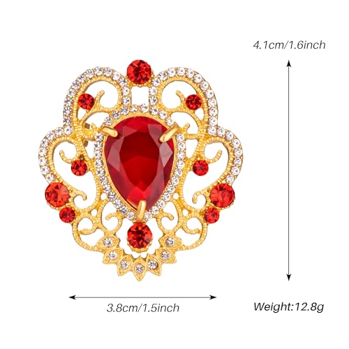 Image of SELOVO Vintage Style Elegant Crown Rhinestone Teardrop Pin Brooch for Women