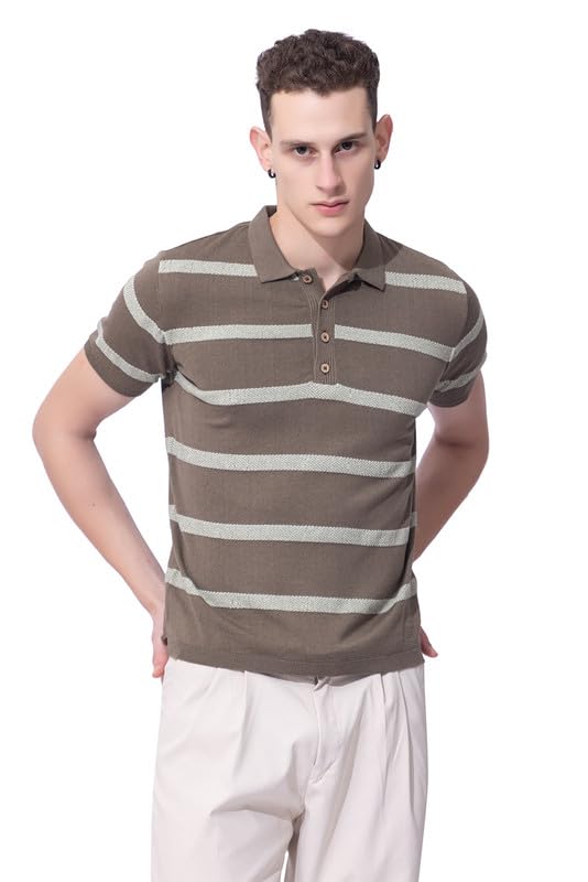 Image of Armisto Men's 100% Cotton Fancy Party Polo T-Shirt /Neutral Colour