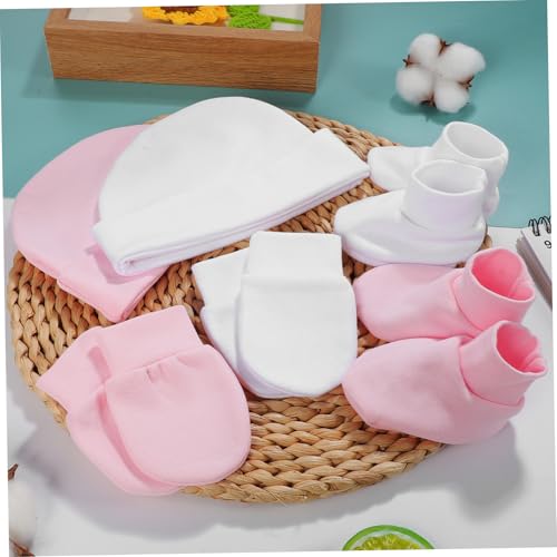 2Sets Winter Hat and Mitten Newborn Essentials for Soft Breathable for Comfort for Boy Girl Multi4