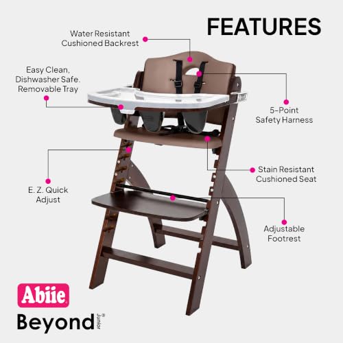 Image of Beyond Junior Y High Chair - Mahogany Wood - Soft Mocha