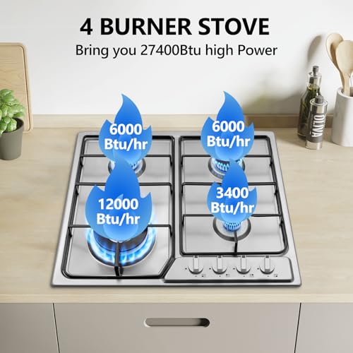 Nardea G04 Gas Stove Top 4 Burner, 20 Inch Gas Cooktop thumb #1